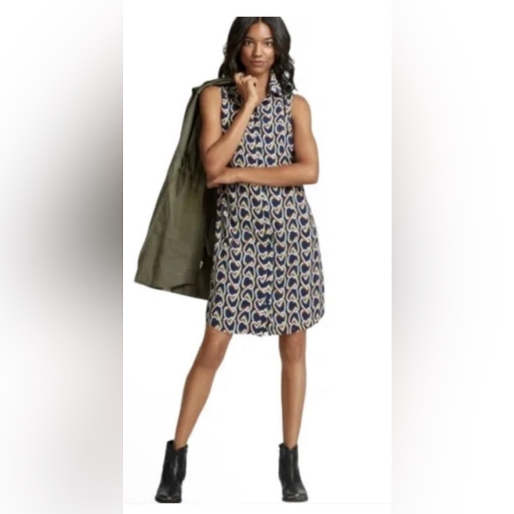 CAbi Multicolor Heart Print Midi Dress
